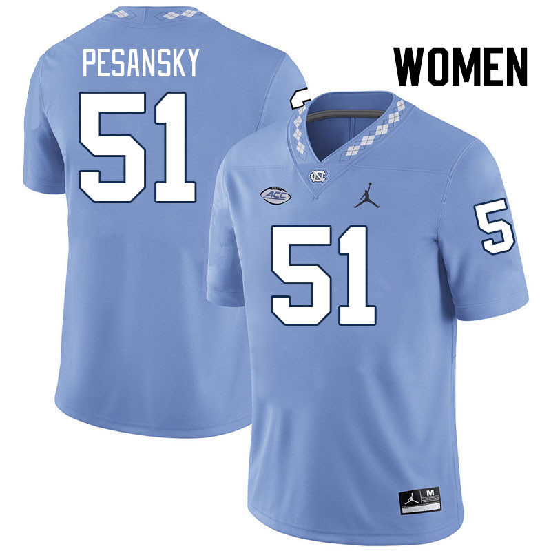 Women #51 Peter Pesansky North Carolina Tar Heels College Football Jerseys Stitched-Carolina Blue